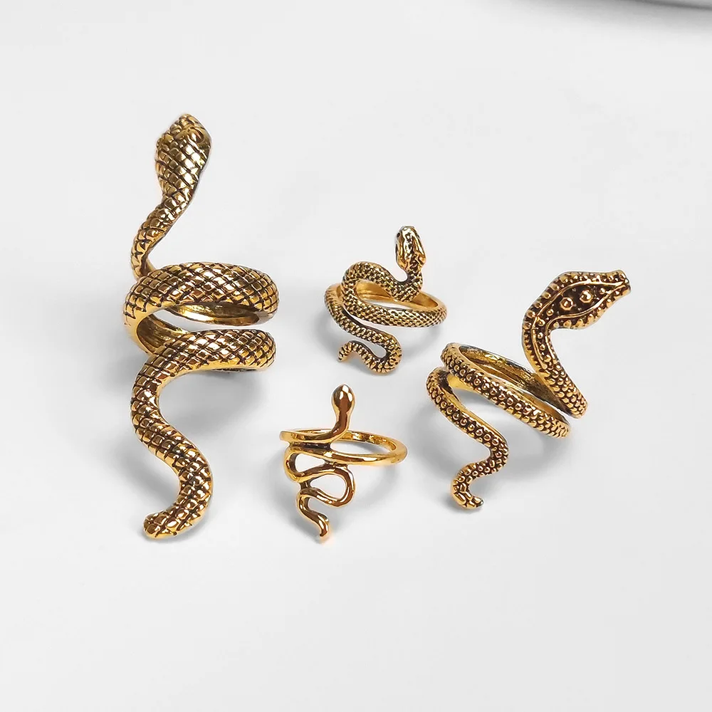 Кольцо на палец в виде змеи серебристого цвета | Украшения и аксессуары