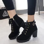Женские повседневные ботинки-лодочки, зимние водонепроницаемые ботинки до щиколотки, на высоком каблуке, размера плюс