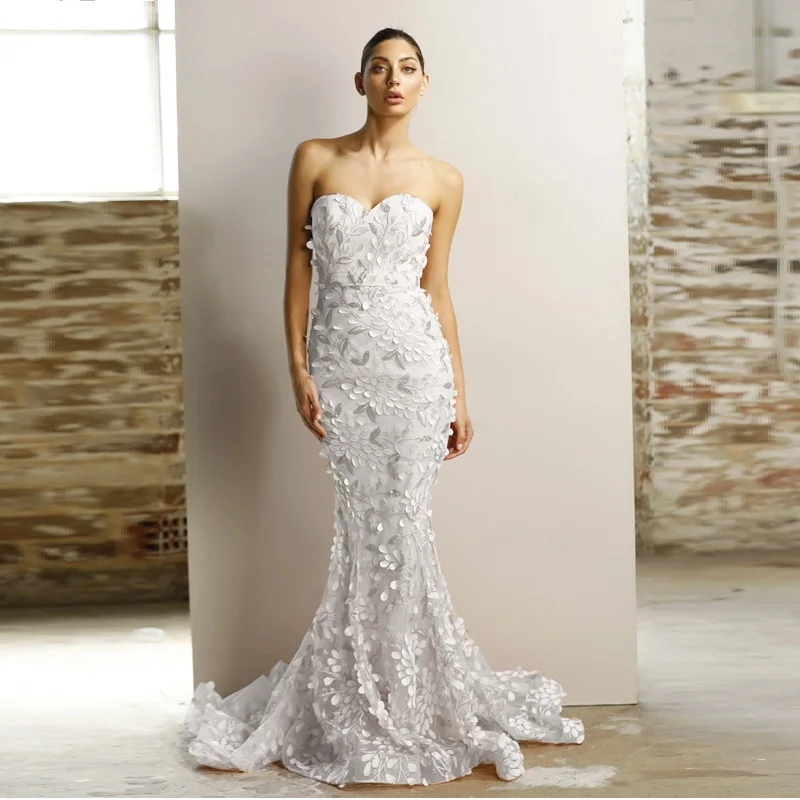 Элегантное Белое Кружевное сексуальное длинное Бандажное платье без бретелек