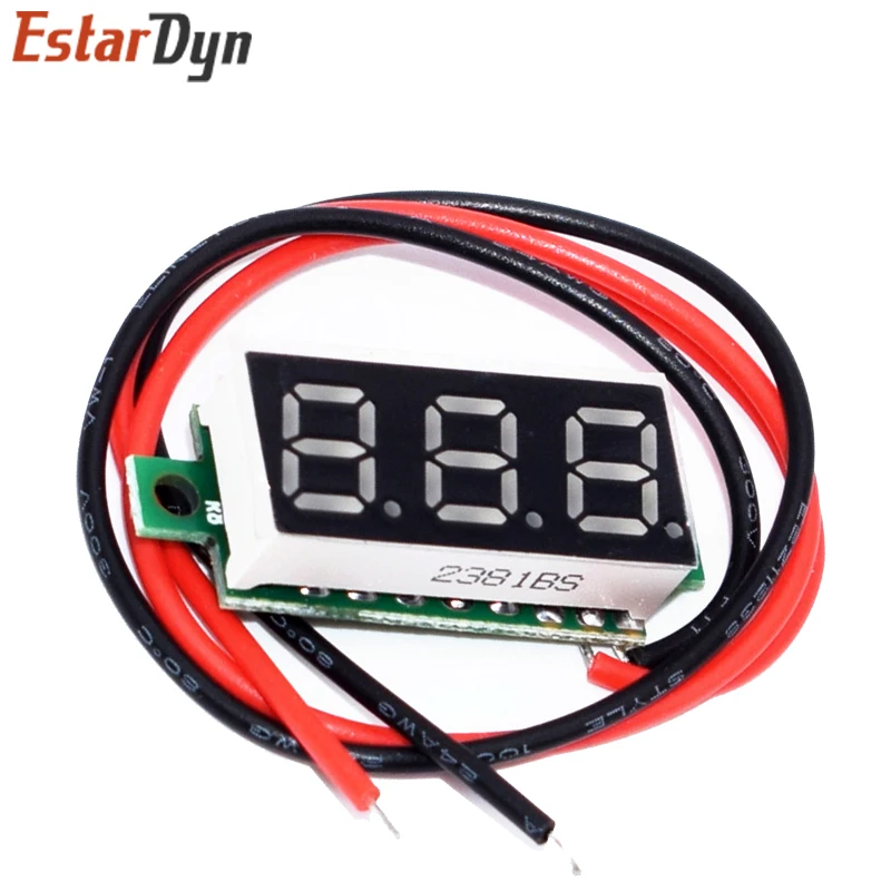 Mini voltímetro Digital de 0,28 pulgadas, 2,5 V-40V, medidor de voltaje, pantalla LED roja/azul/amarilla/verde, piezas electrónicas, 10 Uds.