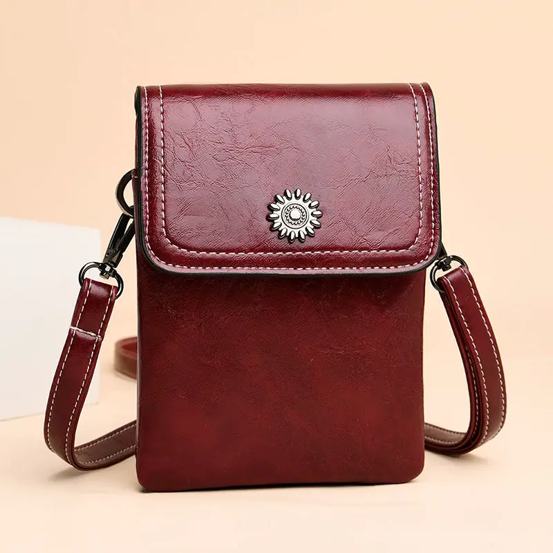 

Female bag soft leather small bag new mobile phone bag messenger bag simple and versatile multi-layer coin purse mini messenger