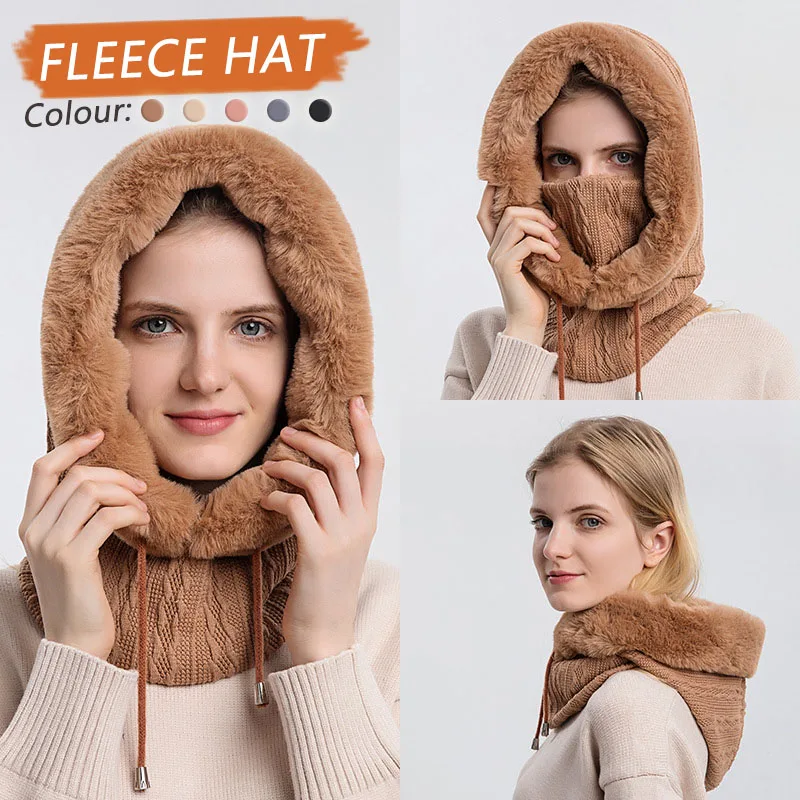 

Winter Fleece Hat Fashion One-Piece Face Covering Cap Thicken Warming Headgear for Cycling Skiing Walking JAN88