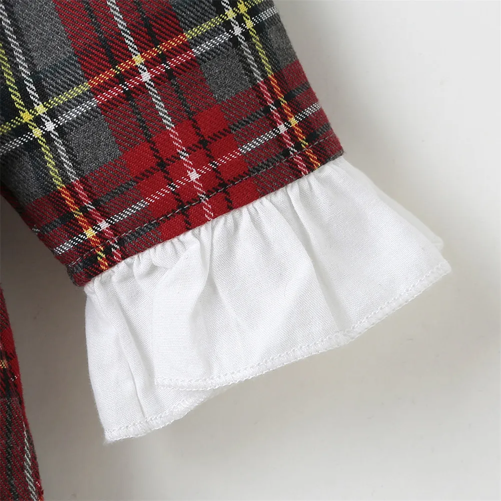 

Mudkingdom Little Girl Plaid Dress Long Sleeve Cute Collar Spring and Autumn Girl Plaid Petal Collar Long Sleeve A-line Dress
