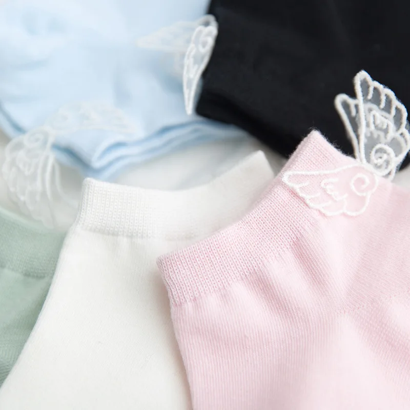 

Kawaii Angel Wings Women Socks Fashion Ankle Funny Socks Women Cotton Candy Color