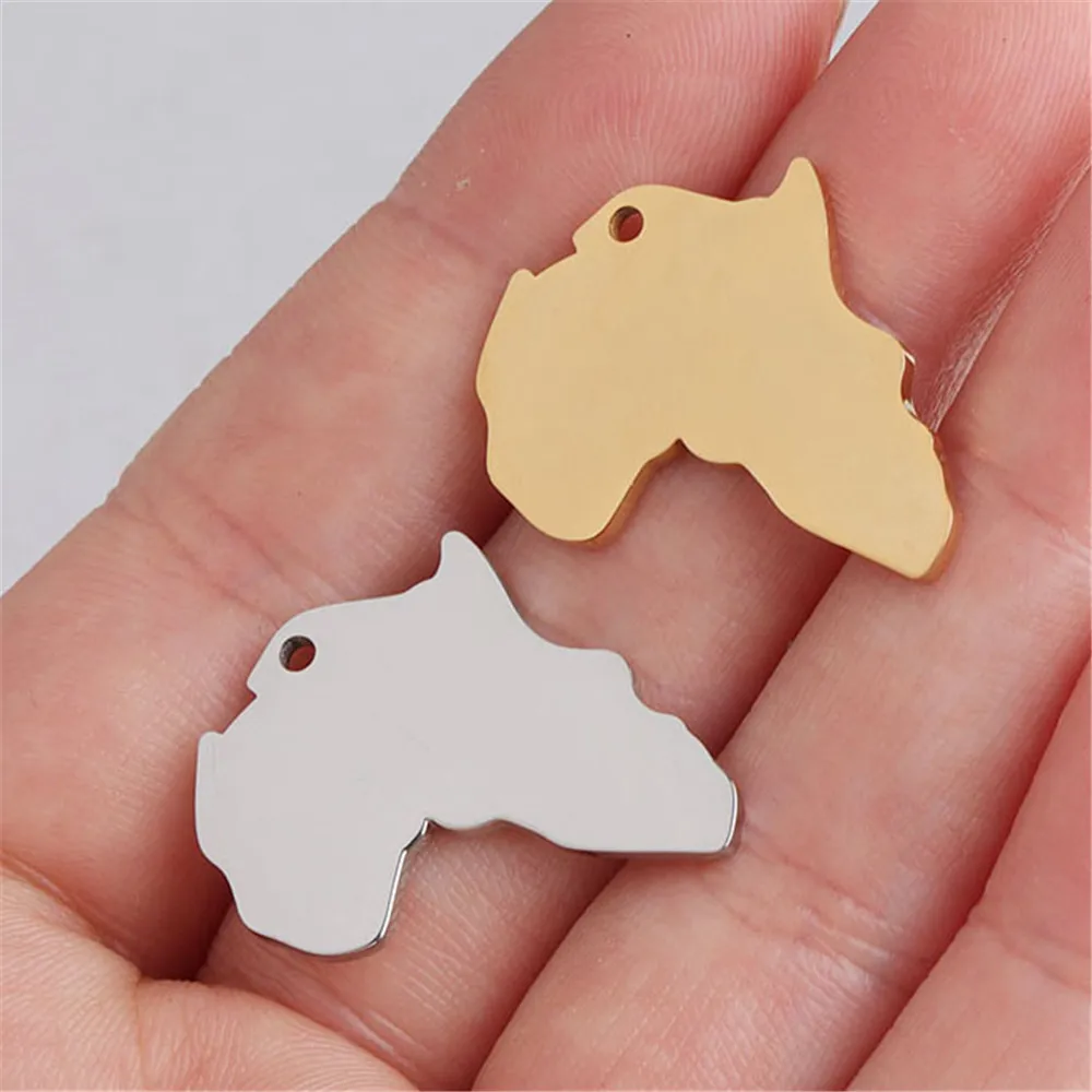 10 шт./лот зеркальная полировка из нержавеющей стали Карта Африки подвеска для