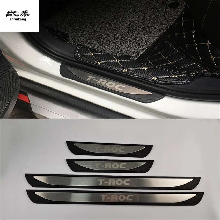 

4pcs/lot ABS Stainless Steel Door Sill pedal Scuff Plate for 2018 2019 Volkswagen VW T-ROC A11 car accessories