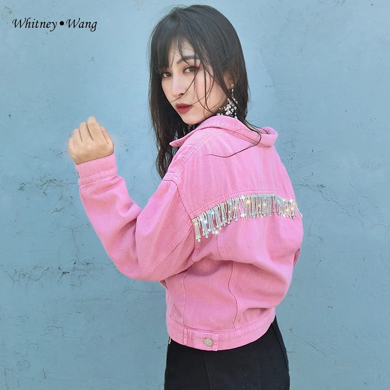 WHITNEY WANG 2019 осенняя мода уличная одежда шикарная с бриллиантами кисточками