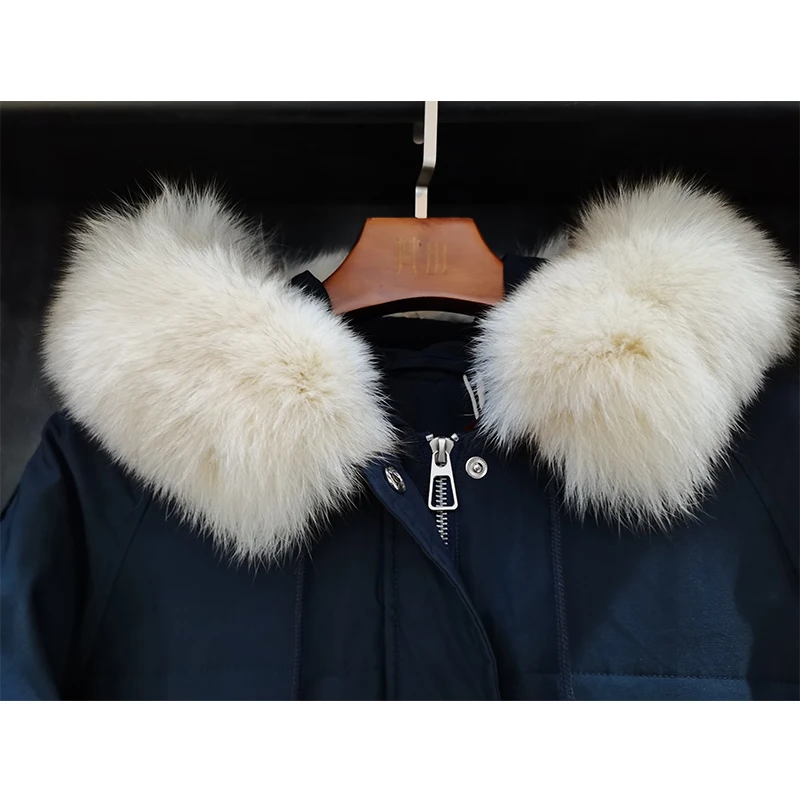 

Natural Hooded Fox collars Winter Down Coat Women 90% White Duck Down Jacket Thick Warm Parkas Female Outerwear