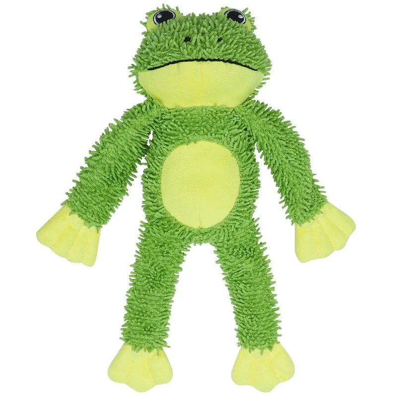 Плюшевая пищащая игрушка H & JOY для собак устойчивая к укусам лягушка жевательная