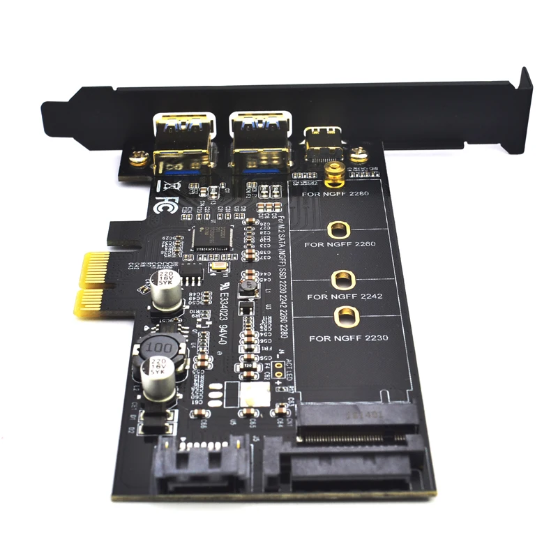 Фото 2x USB 3,0 & Тип-c M.2 адаптер PCI-e M2 SSD SATA B Ключ к PCIe 3,0 конвертер контроллера карты расширения для 2280 2260 2242 2230 NGFF №4