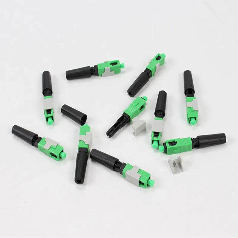 SC APC Optical Fiber Connector Single-Mode FTTH  Green APC Fast Fiber Optic Connector Tools Accessories High Quality 100PCS/Lot