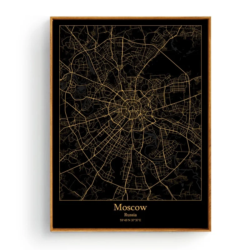 Монреаль Канада Москва Россия Мумбаи Индия Германия карта холст плакат живопись