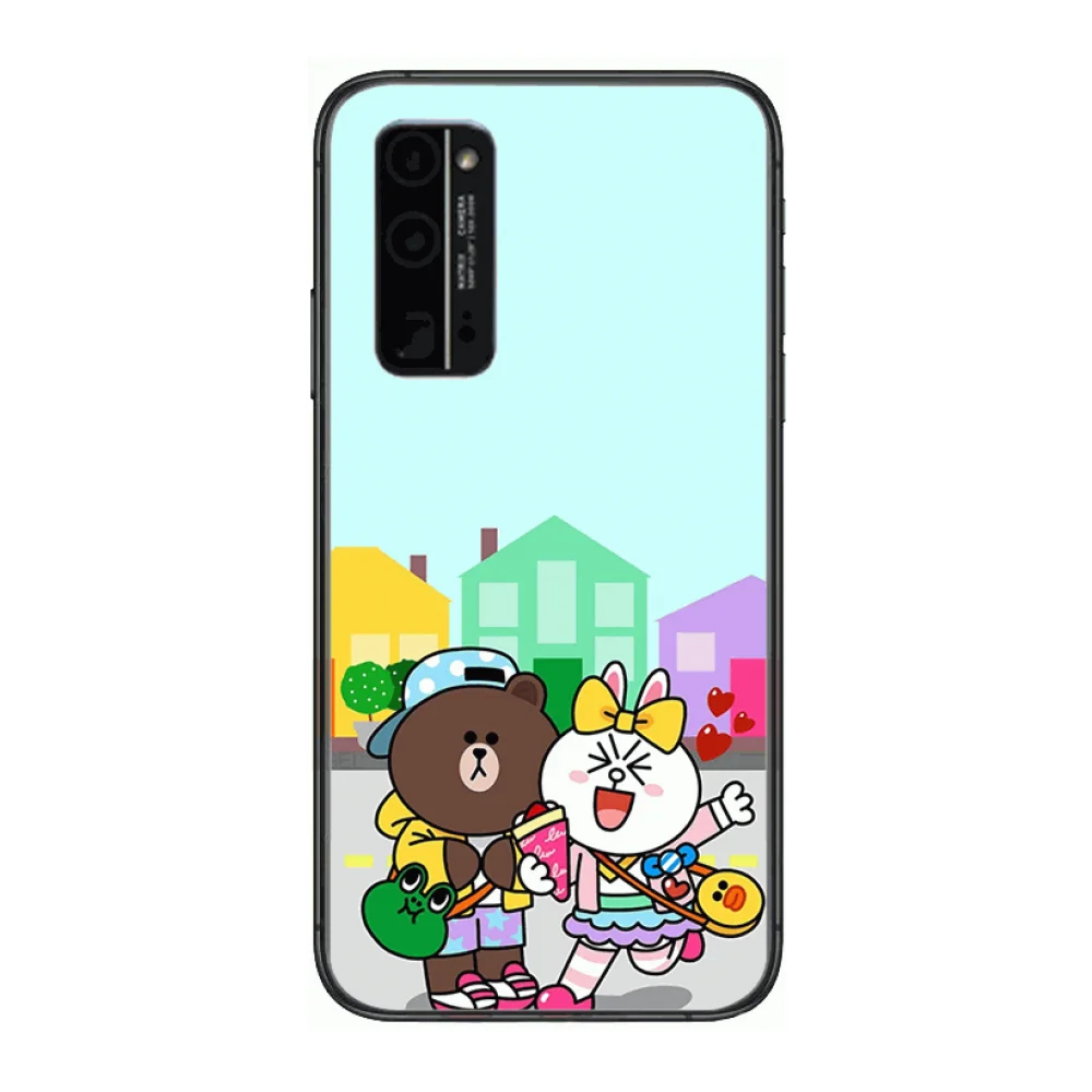 

Bear animation Phone Case Hull For Huawei Honor 8 9 10 20 30 A S Lite Pro 5g i Black Back Soft Cell Cover Pretty