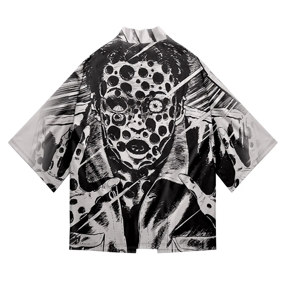 

Anime Famous Horror Comics Japanese Kimono Junji Ito Kimono Summer Women/Men Cool Short Sleeve Street Kimono T-shirt Y2K Kawaii