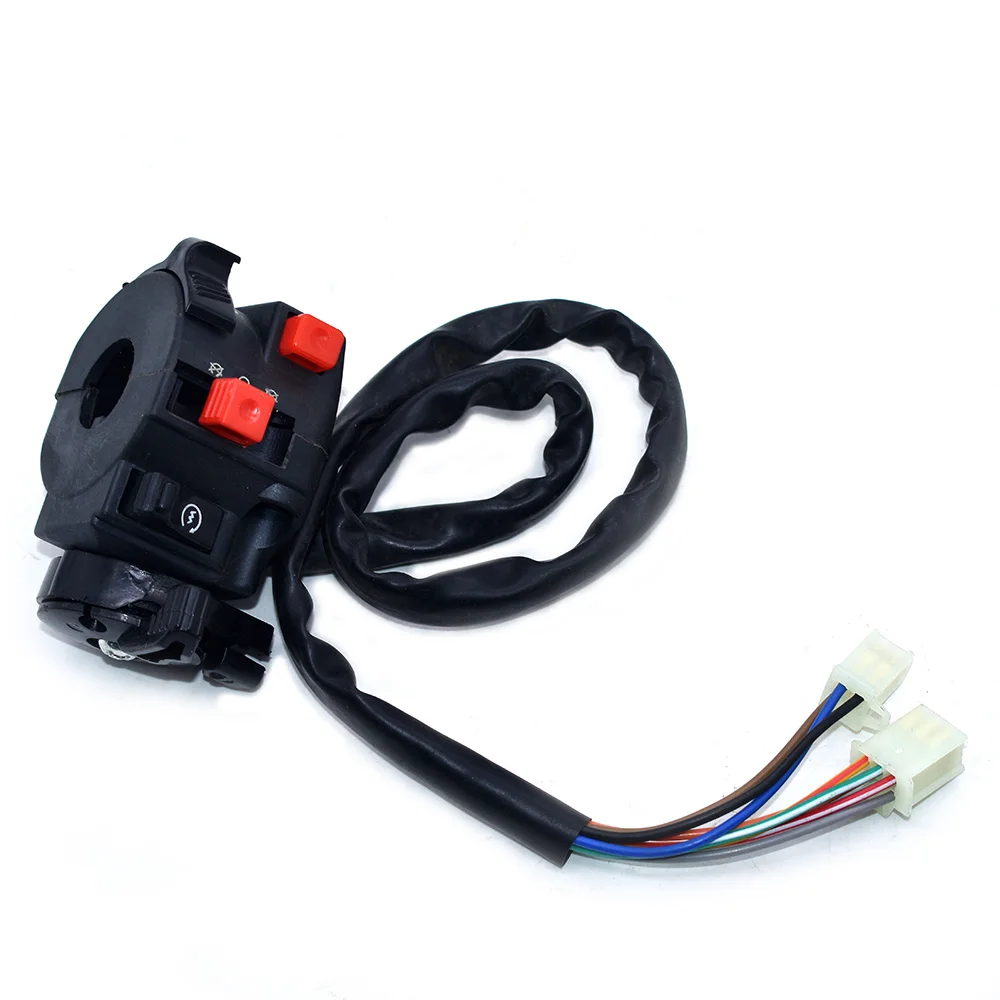 

22mm Motorcycle ATV Handlebar Control Switches Headlight Fog Lamp Light Turn Signal Horn Switch Button With 9 Wiring Harness