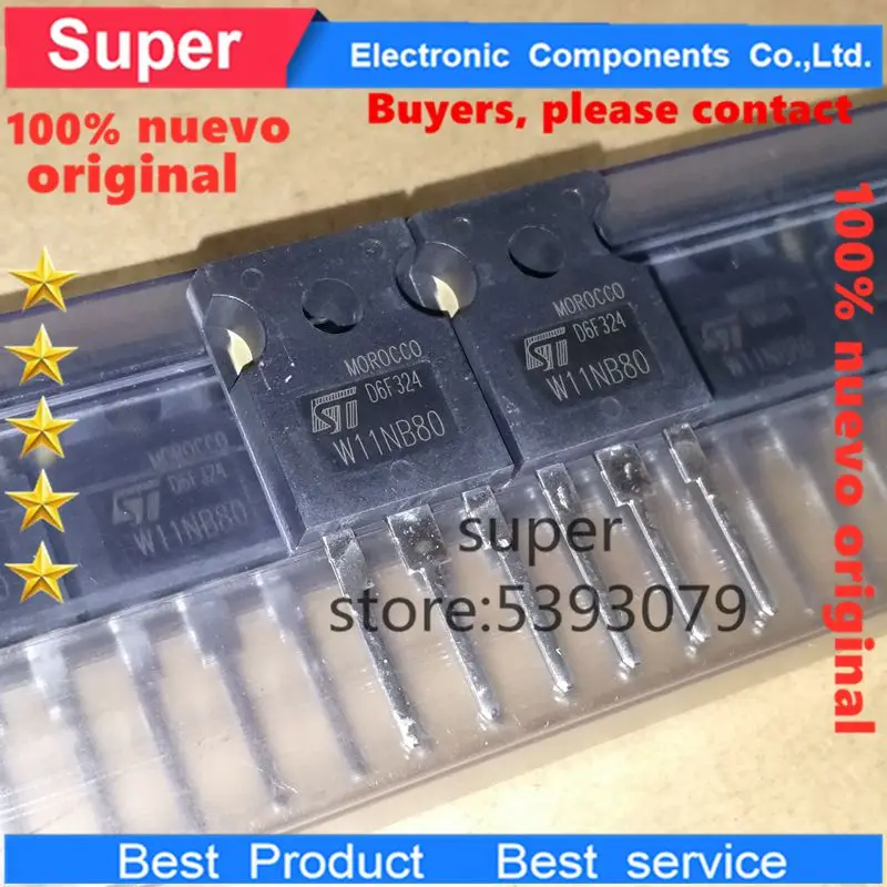 Транзисторы 100% nuevo 5 unids/lote MOSFET STW11NB80 W11NB80 STW11NM80 W11NM80 STW11NK100Z W11NK100Z TO 247