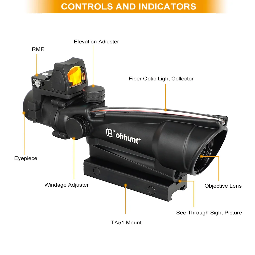 Ohhunt 3.5X35 ACOG Стиль три модели красная или зеленая светящаяся тактическая винтовка
