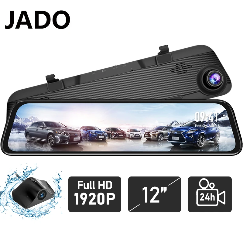 JADO G840S тире Камера 12 дюймов полный Экран ночное Автомобильный видеорегистратор