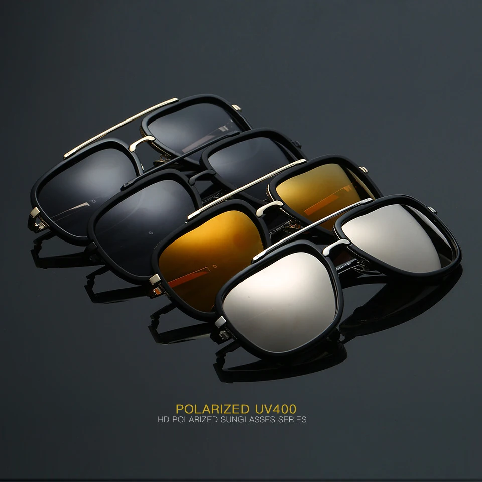 

ROYAL GIRL Men Polarized Sunglasses Classic Brand Design Vintage Men's Oversize Metal Frame Goggle Male Sun Glasses UV400 ms018