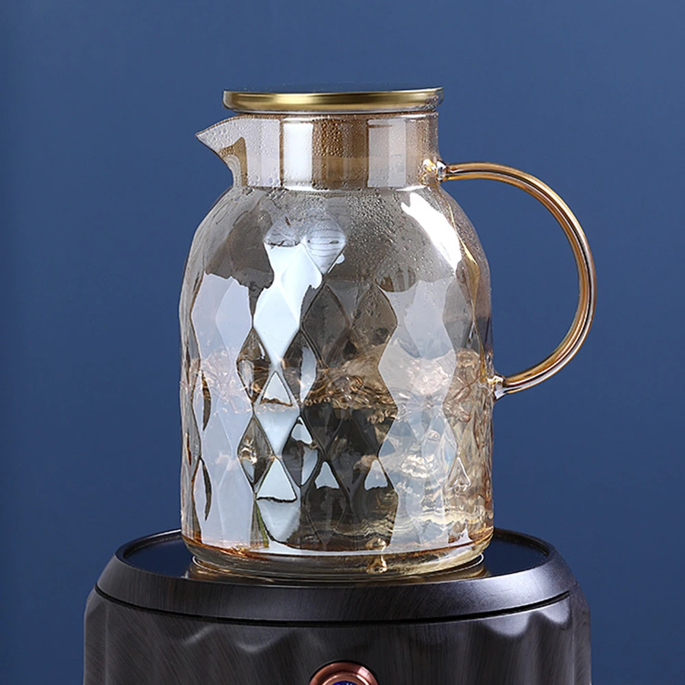 Стеклянный чайник для воды в форме алмаза с крышкой прозрачный кувшин холодной