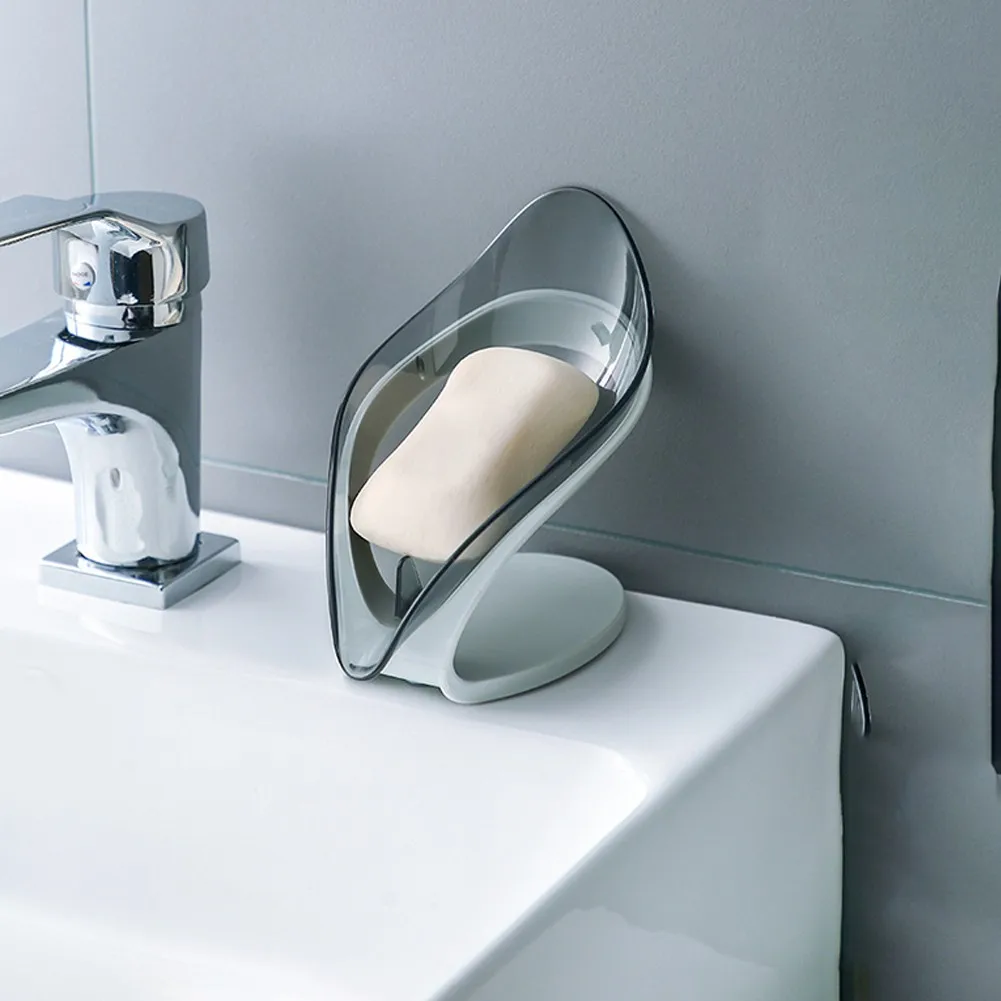 

Portable Leaf Shape Soap Dish Case Holder Bathroom Soap Box Drain Home Organizer Bathroom Hardware Accessories