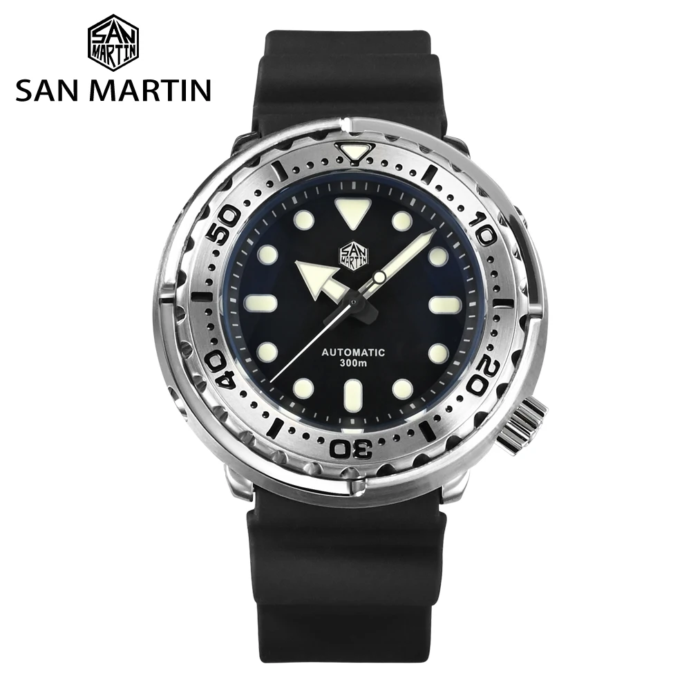

San Martin Men's Tuna Diver Watch 47mm Black Dial Steel Rotating Bezel Sapphire NH36 Movement 300m Water Resistant Luminous