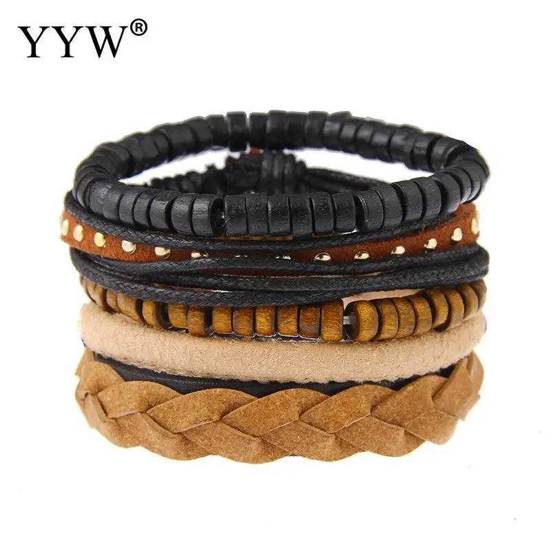 Ретро металлические кожаные браслеты наборы мужских и женских ювелирных изделий