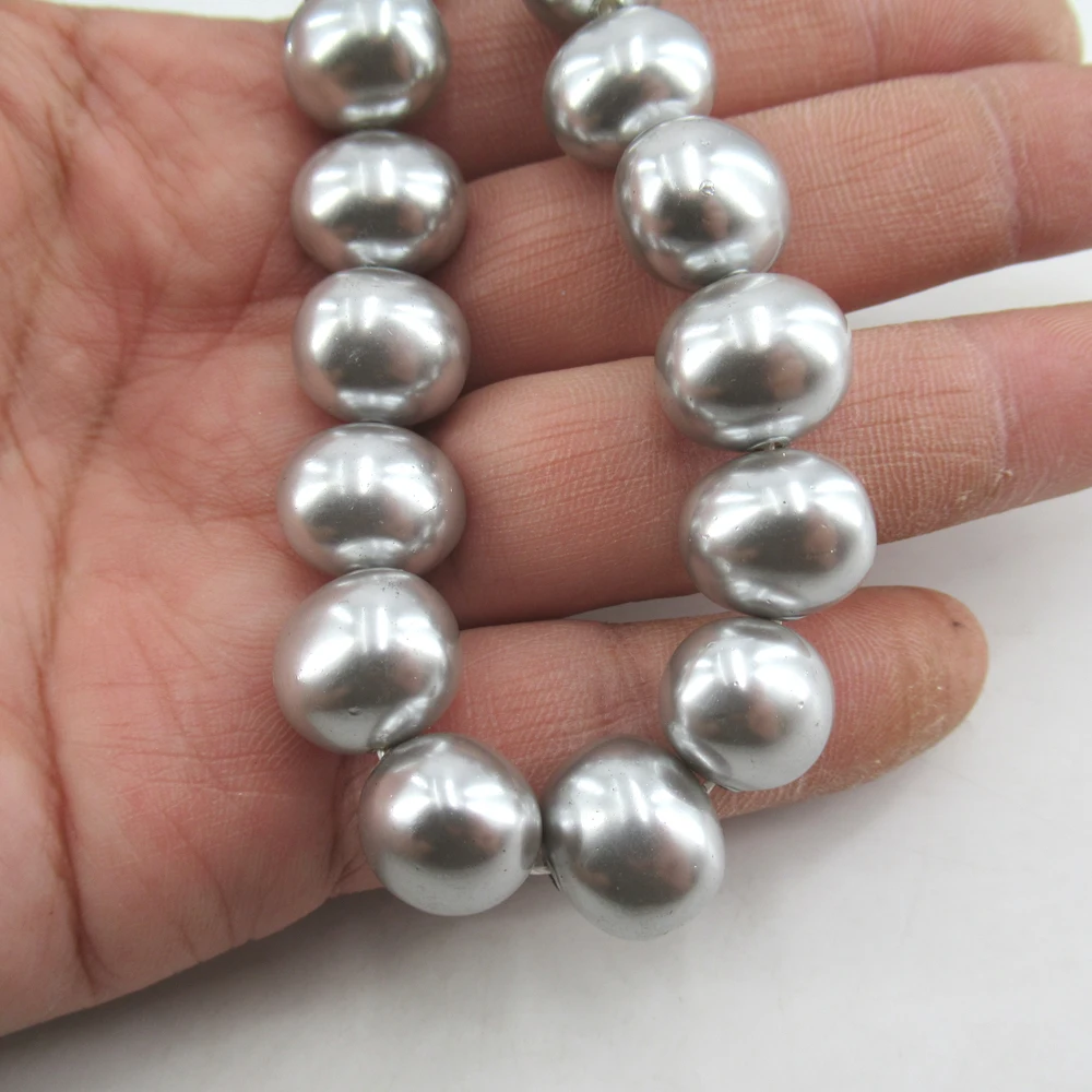 APDGG Natural Egg Oval Grey Shell Beads 16'' Loose Beads Jewelry Making DIY