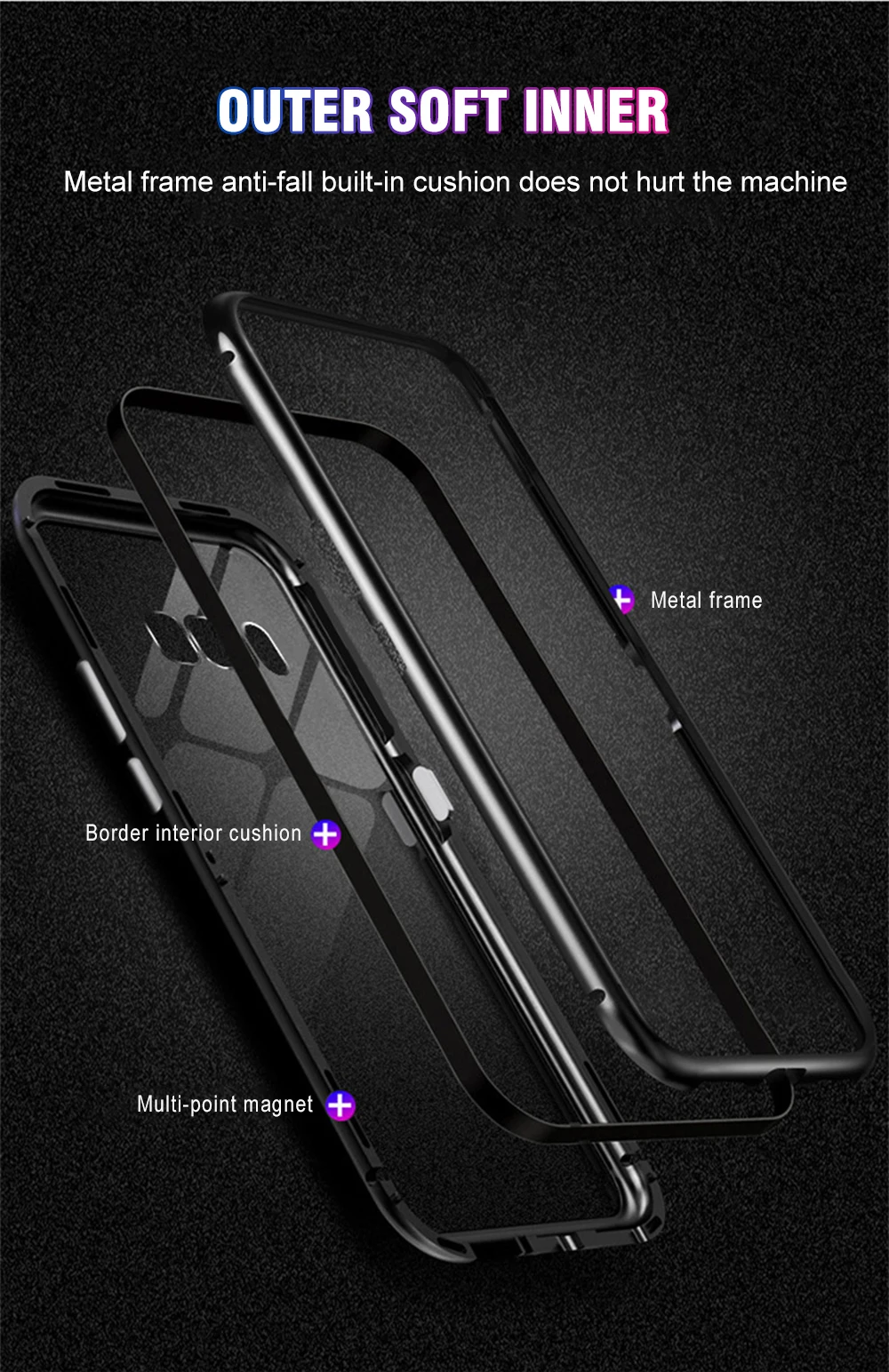 Металлический Стекло крышка Магнитный чехол для samsung Galaxy S8 S9 S10 Plus Note 8 9 A50 A70 A40 M10 M20 M30 адсорбции Coque для samsung