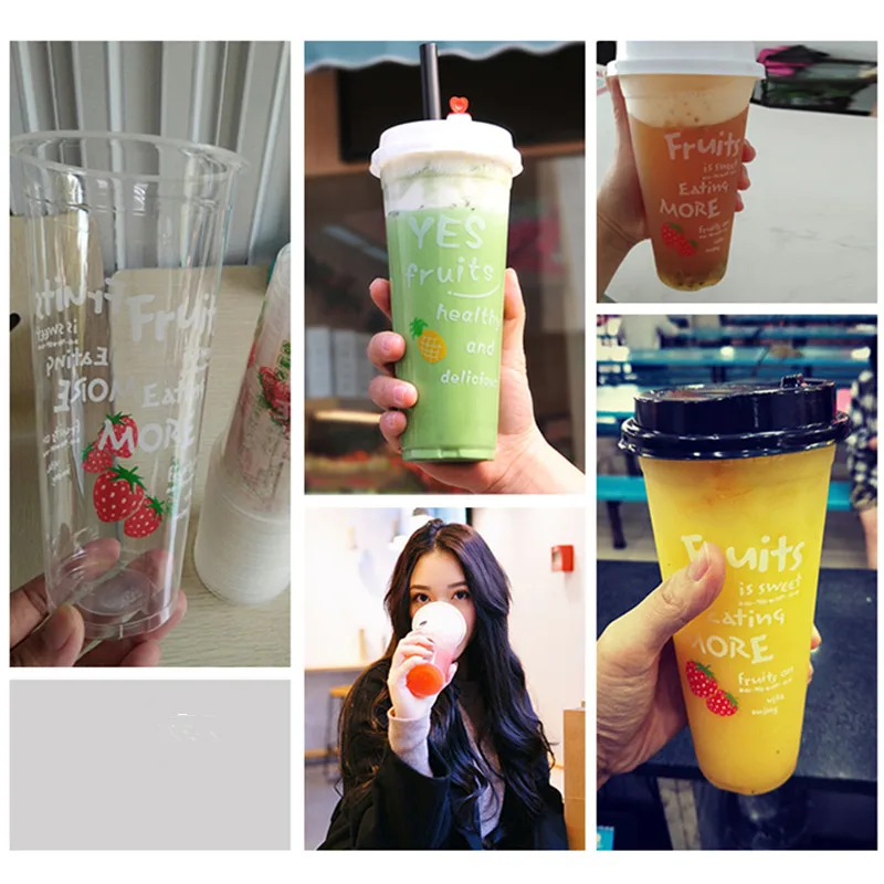 50 шт Высокое качество фруктовый чай пластиковые стаканчики объемом 16 унций 500 мл