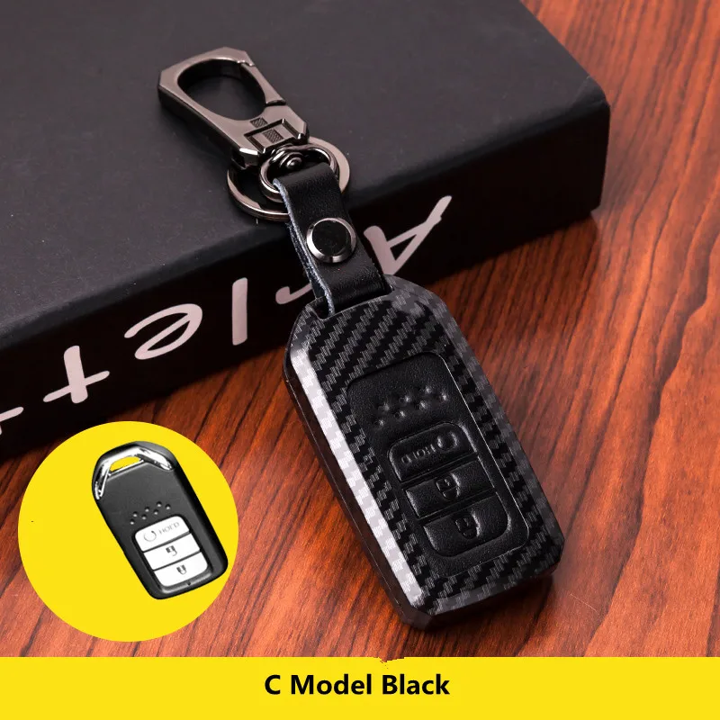 Складной кожаный чехол для автомобильного ключа с верхним слоем из углеродного