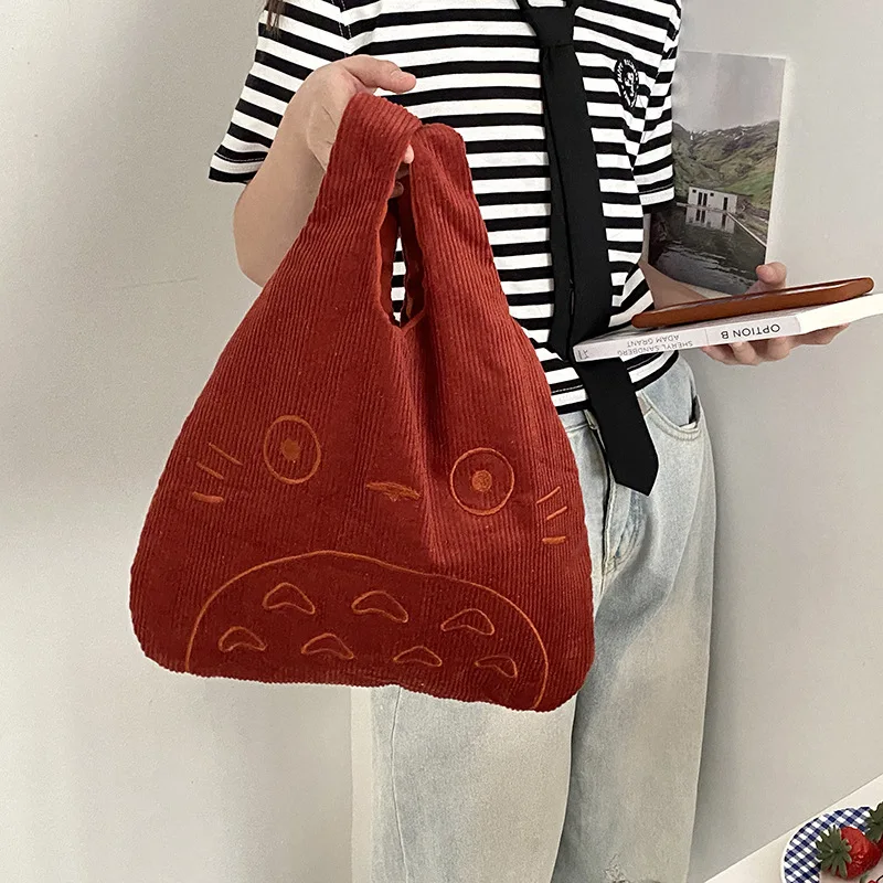 Corduroy Handbag Women Large Capacity Soft Cute Tote Bags Girls Korean Fashion Casual Phone Change Storage Handbags Female MO424