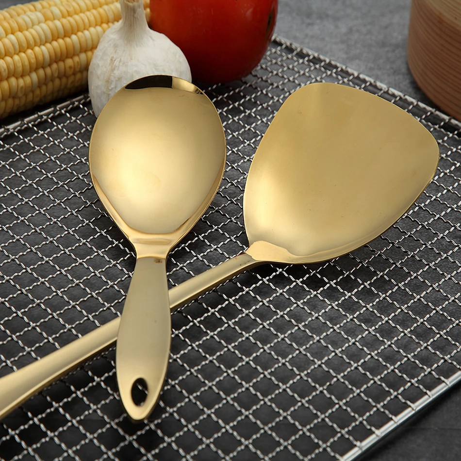 8 шт. антипригарные золотые титановые кухонные инструменты из нержавеющей стали