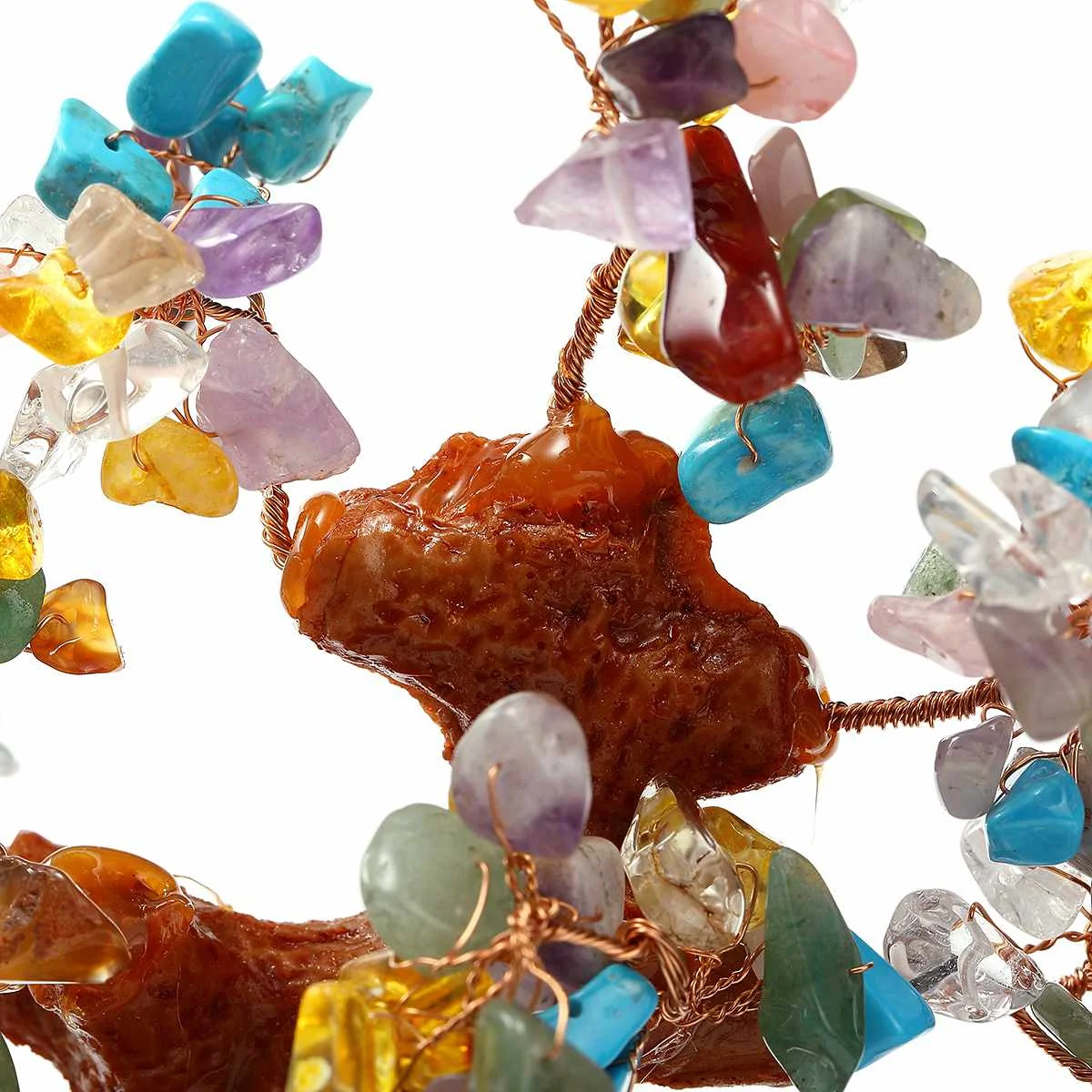 17cm Artificial Crystal Quartz Money Tree Feng Shui Aventurine Colorful Stone Trees for Wealth Mascot Home Room Ornament Gift