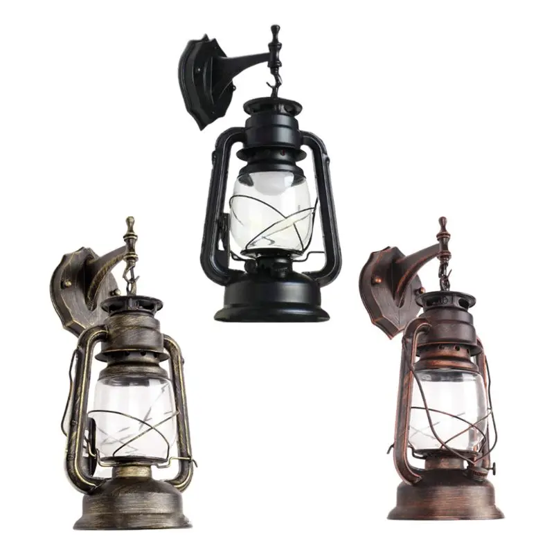 E27 Retro Antique Vintage Rustic Lantern Lamp Wall Sconce Light Fixture Indoor Outdoor Drop Shipping