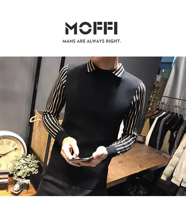 

Men's Brand Clothing Boutique Fashion Lace Sleeves Slim Hollow Sleeves Long-sleeved Sweater Mens Solid Color Slim Sweaters