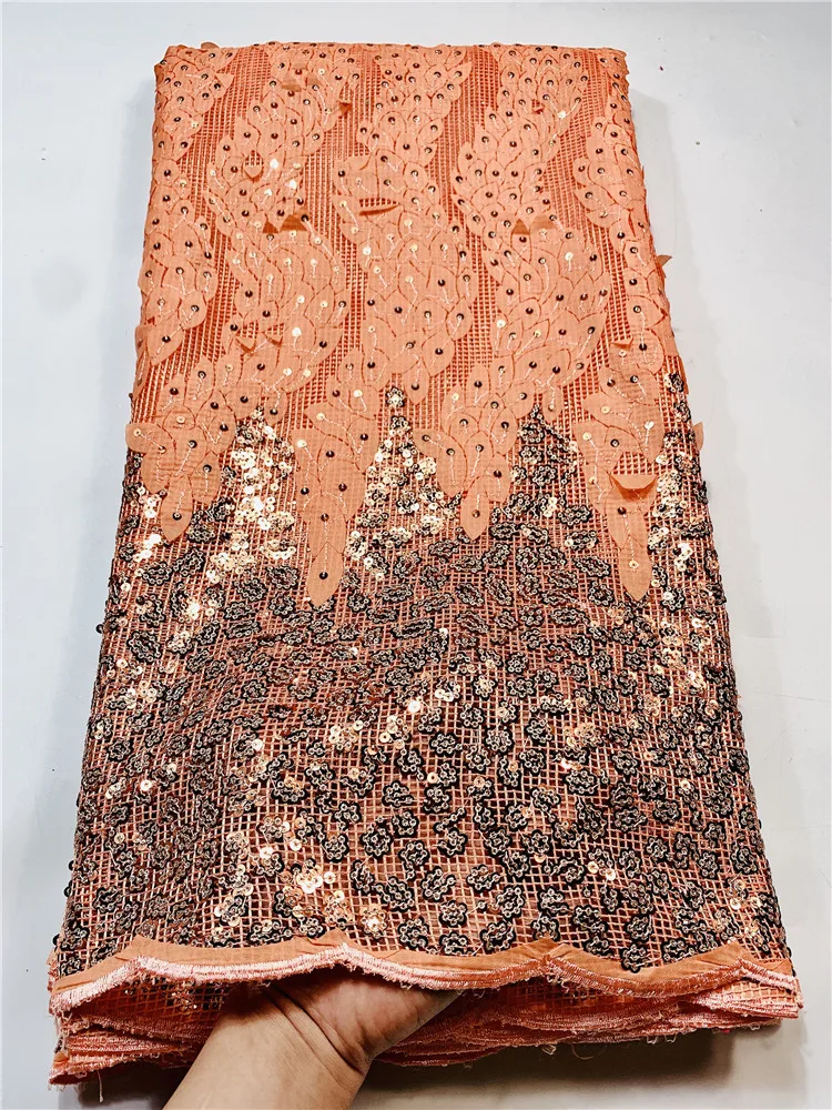 Hot Sell purple color Africa Sequins Lace Fabric Top Quailty Trim African Embroidery Net For Woman FYIN16 | Дом и сад