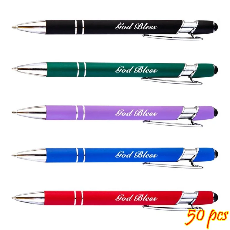 

50pcs Metal Ballpoint Pen Touch Screen Pen Office School Advertising Pen Custom Logo Text Engraving Laser Engraving Custom Pen