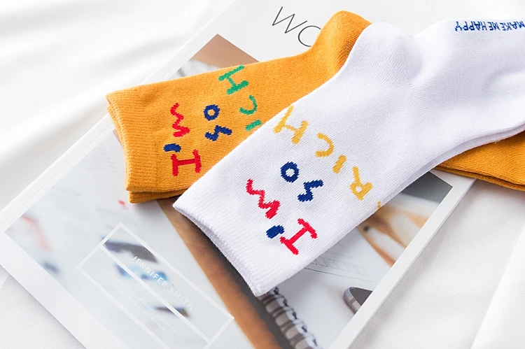 Творческие буквы I'm so rich Man &amp Women скейтборд хлопок Смешные Повседневные носки sox