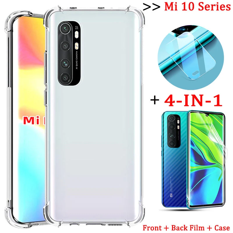 4 в 1 гидрогелевая пленка+чехол для mi note 10 lite чехлы телефонов ми нот лайт сяоми ноут