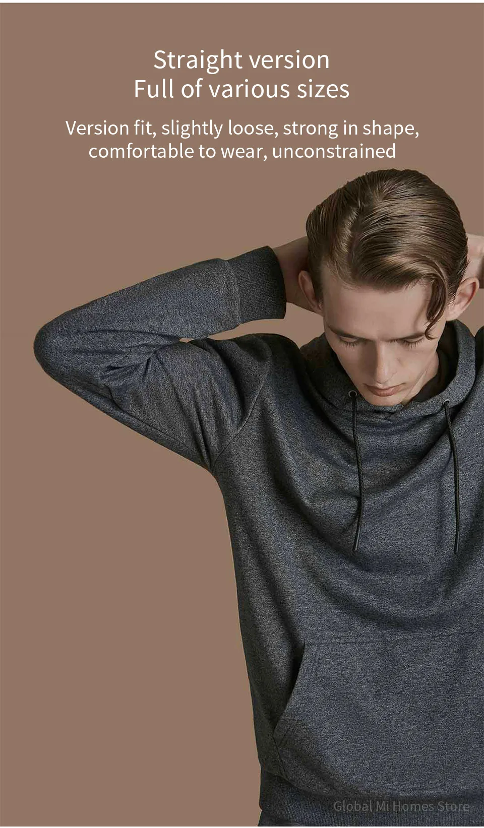 Xiaomi UREVO life Мужской флисовый классический свитер с капюшоном, трендовая одежда мягкая и удобная, подходит для осеннего и зимнего сезонов