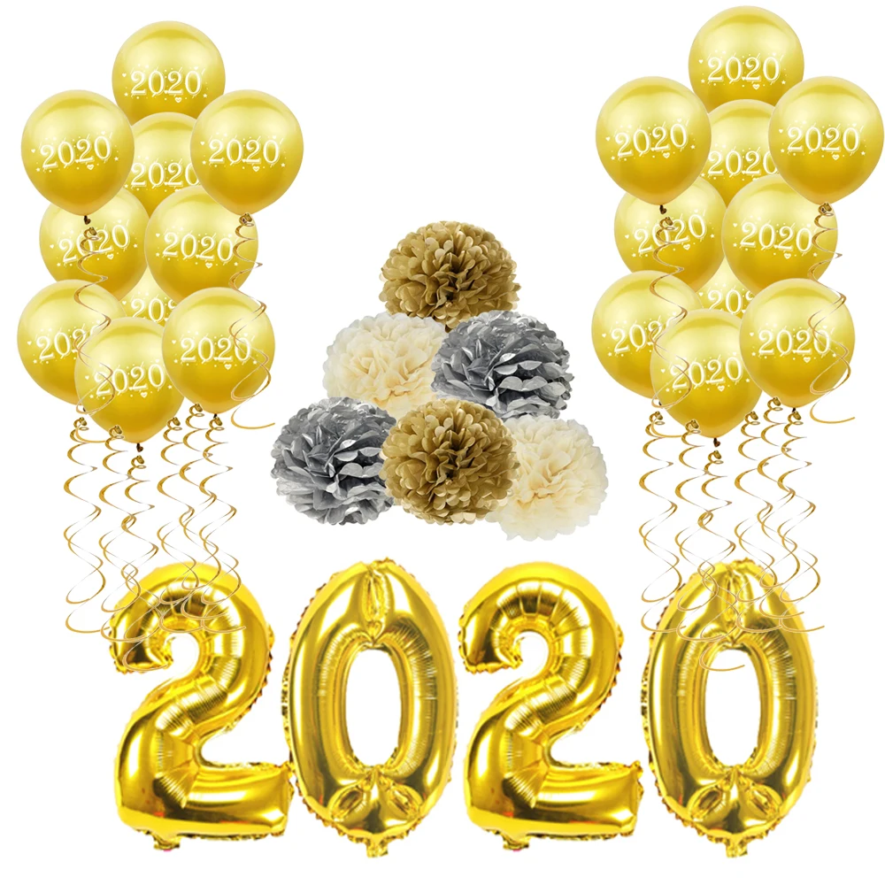 ZLJQ 2020 Новогодний набор украшения для дня рождения воздушные шары бумажные цветы