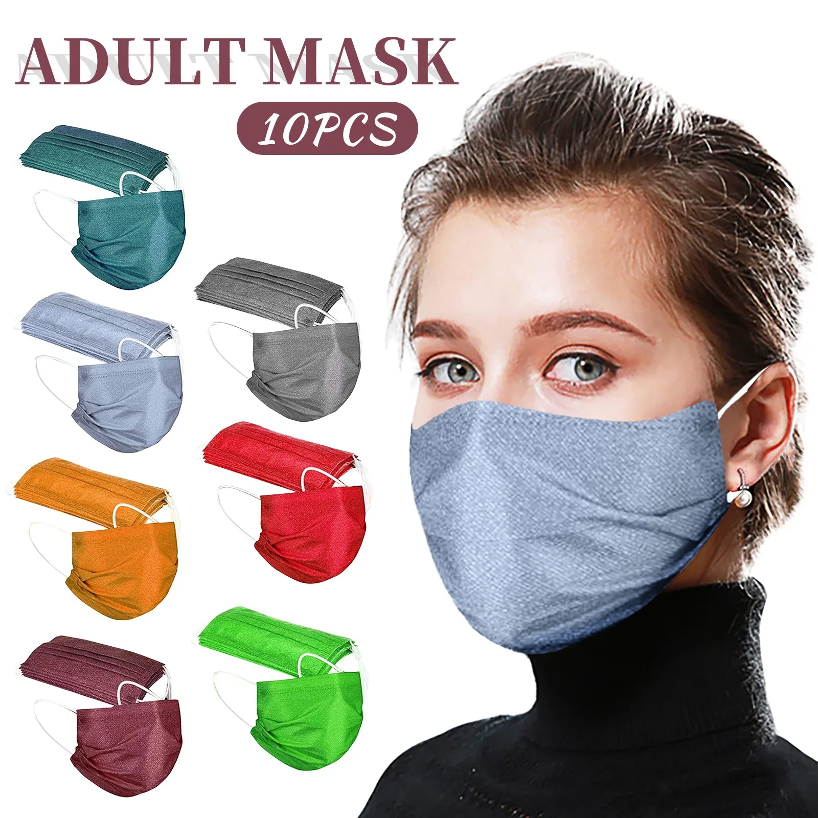 

10 шт., одноразовые маски для лица с разноцветным принтом