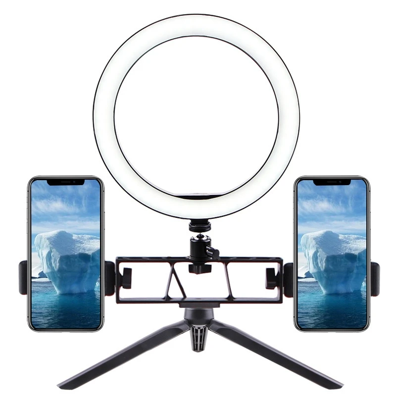 

Dimmable LED Ring Light with Tripods Stand Phone Holder Desk USB Selfie RingLight Lamp for Makeup Youtube TikTok