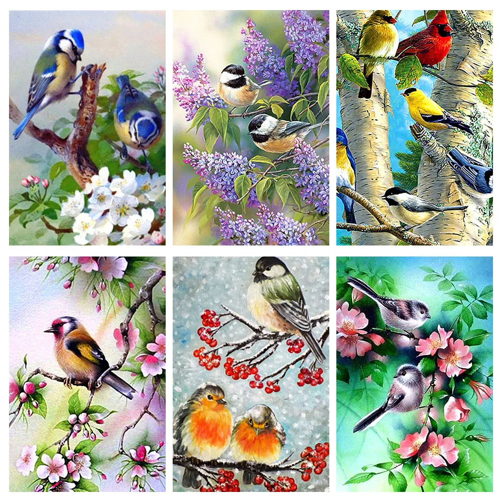 

Алмазная 5d картина «сделай сам», полноразмерная мозаика с изображением животных, Набор для вышивки, мозаика, маленькие птица и крест, 12 набо...