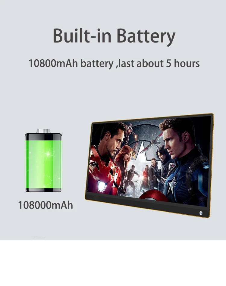 Портативный монитор ips 10800mAh батарея и сенсорный экран 15,6 монитор компьютера дисплей для ноутбука, xbox, переключатель ps4 с typeC HDMI
