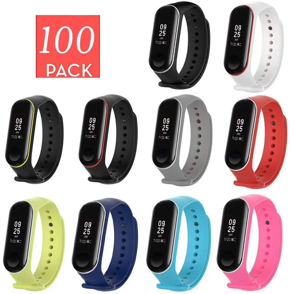 Series 3 Dual Color 100 шт./упак. для Mi Band 3 ремешок Mi 4 ремешок силиконовый фитнес-браслете Mi Band 4 3 замена Браслет Miband 3 4 силиконовый браслет - Цвет: Series 3 Dual Color