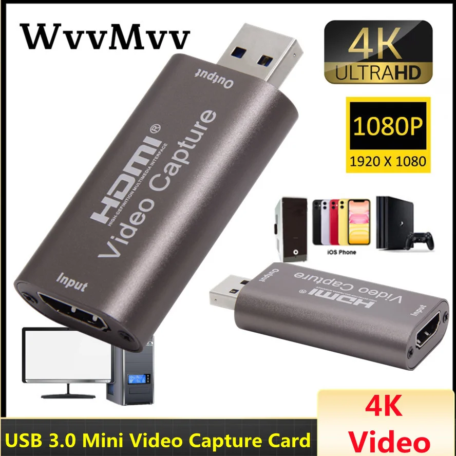Карта видеозахвата USB 3 0 4K 60 Гц совместимая с HDMI видеокарта записывающая коробка
