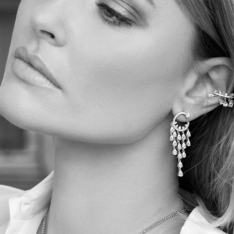 Fashion Women Luxury Drop Earring Rhinestone Crystal Zircon Earrings Tassel Long Dangle Earing Party Wedding Jewelry | Украшения и