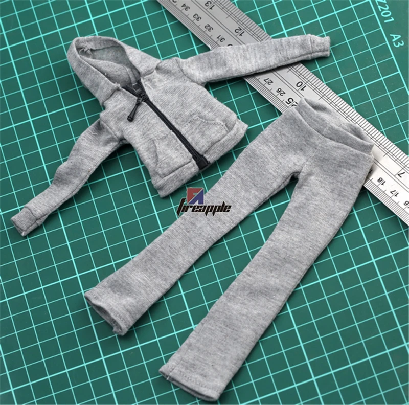 

Аксессуар для женской одежды в масштабе 1/6, спортивный костюм, свитер, брюки, одежда, серый/черный цвет для фигурки 12 дюймов